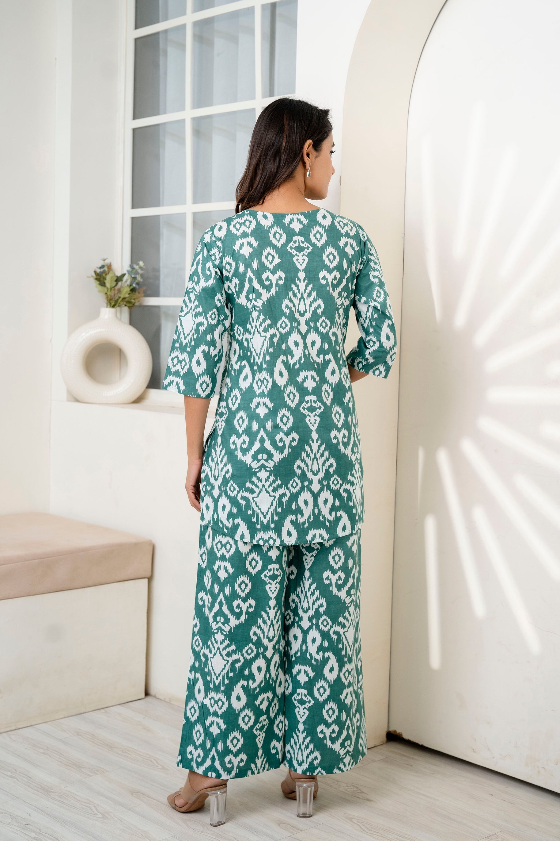 Verdant Hues Abstract Cotton Co-ord Set from Me & My