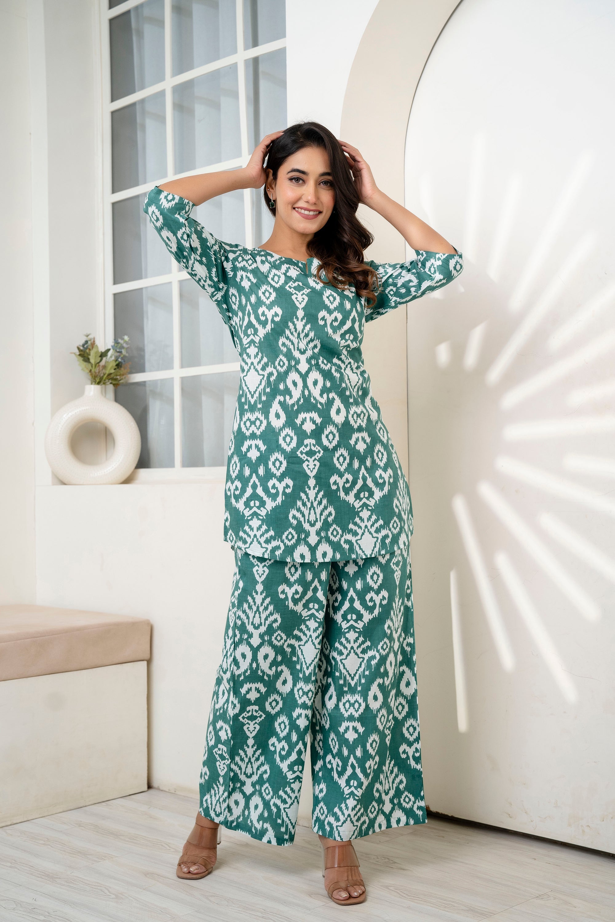 Verdant Hues Abstract Cotton Co-ord Set from Me & My