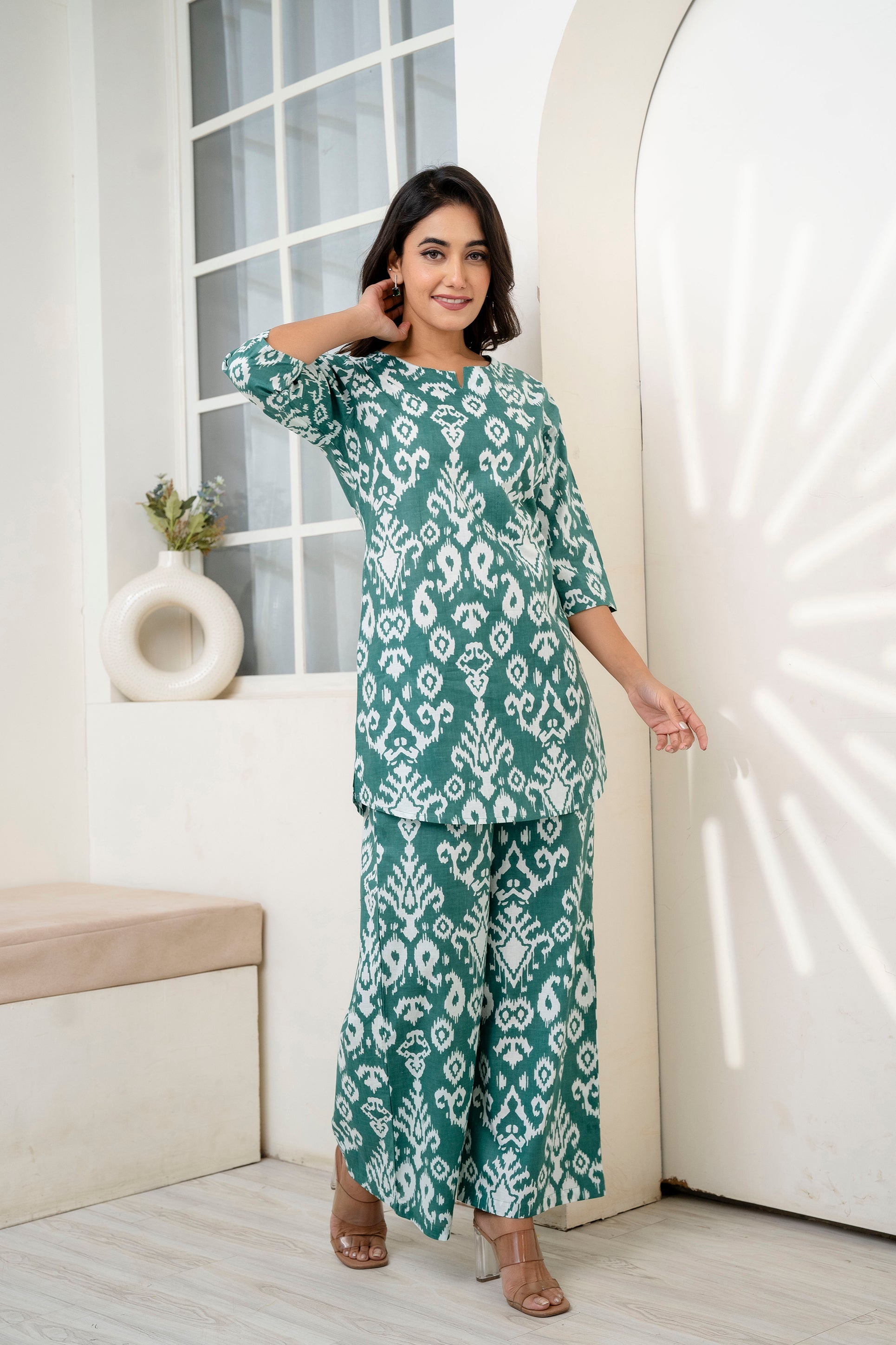 Verdant Hues Abstract Cotton Co-ord Set from Me & My