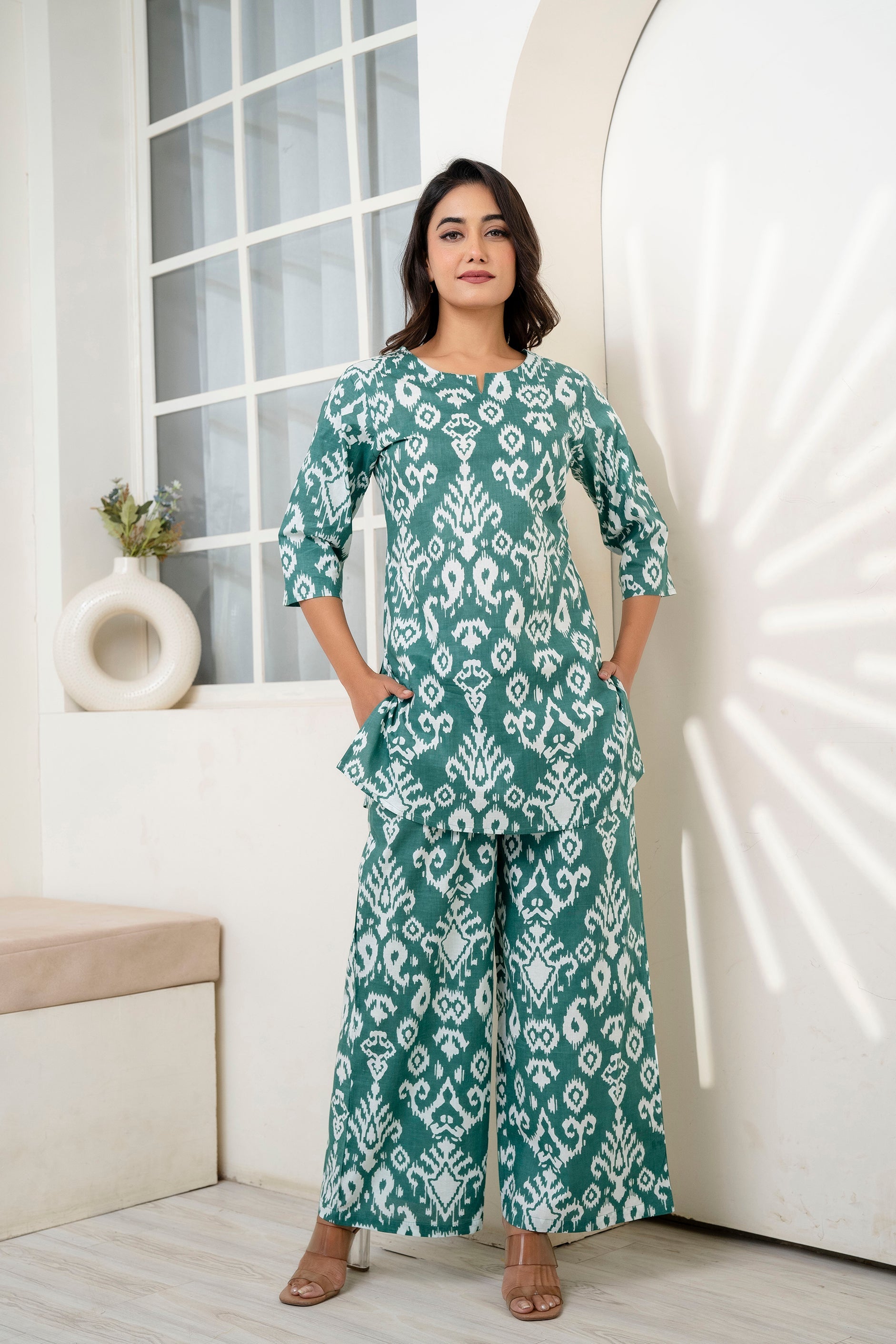 Verdant Hues Abstract Cotton Co-ord Set from Me & My