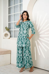 Verdant Hues Abstract Cotton Co-ord Set from Me & My