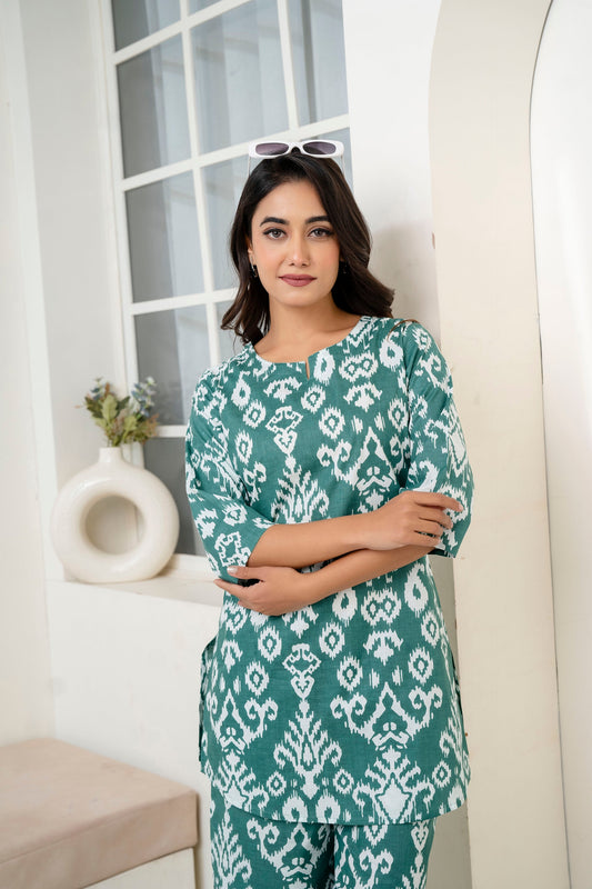 Verdant Hues Abstract Cotton Co-ord Set - Me&My