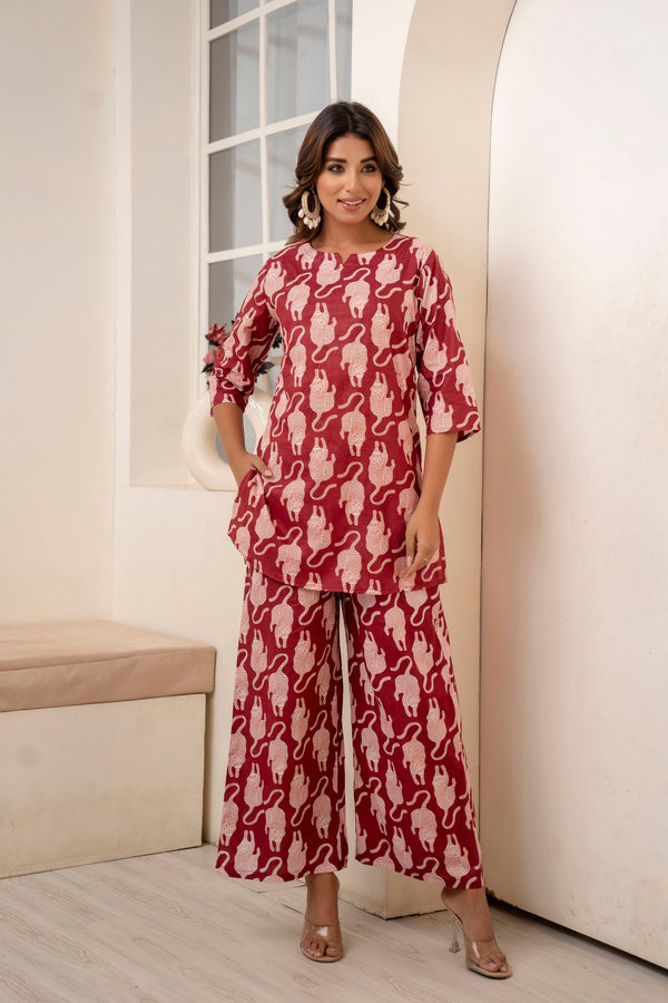 Untamed Elegance Maroon Co-ord Set
