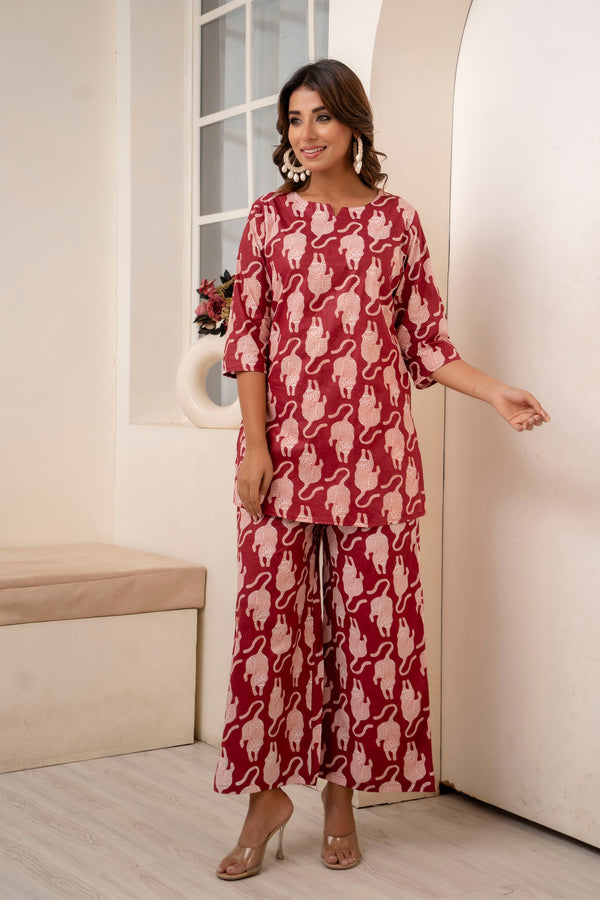 Untamed Elegance Maroon Co-ord Set