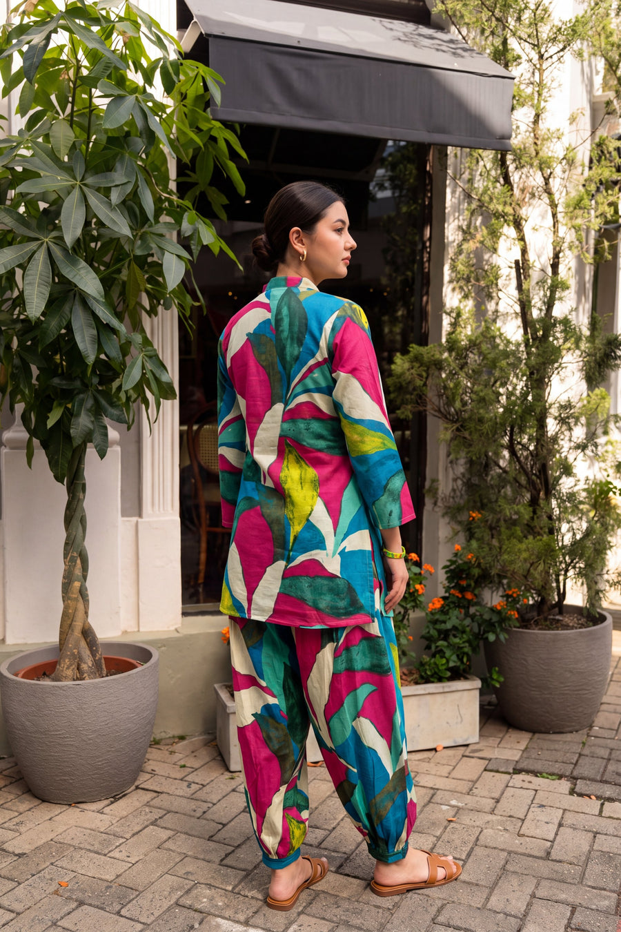 Lagoon Foliage Cotton Farshi Salwar Set — image 4