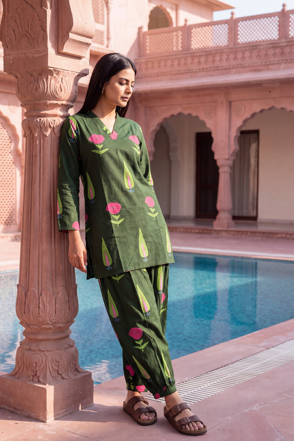 Jade Ripple Cotton Farshi Salwar Set