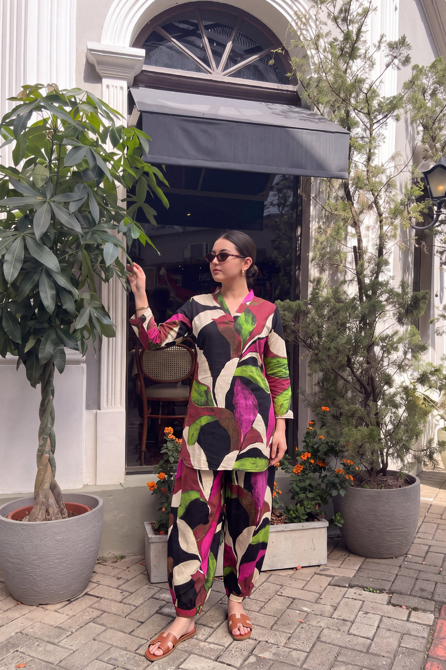 Magenta Foliage Cotton Farshi Salwar Set — image 7