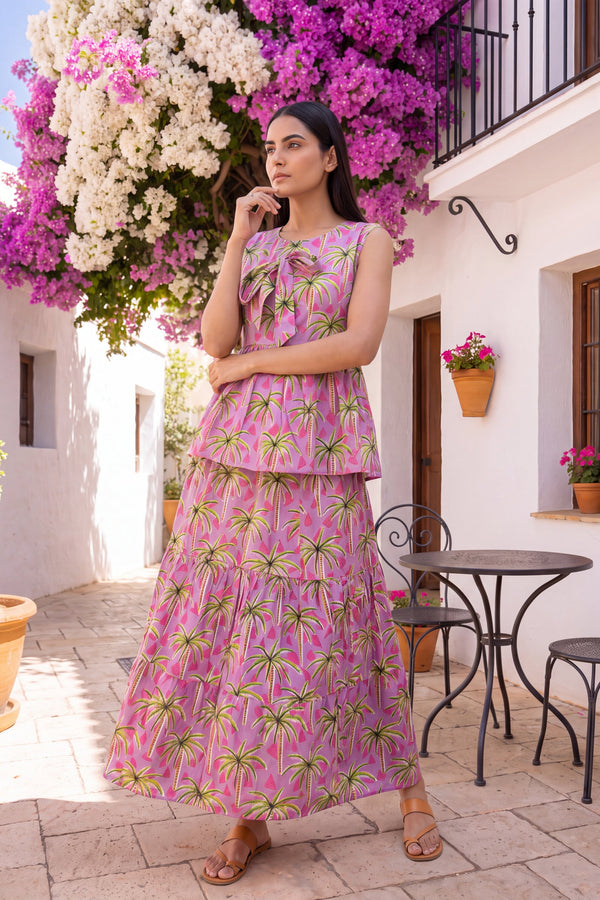 Lilac Waltz Cotton Skirt Set