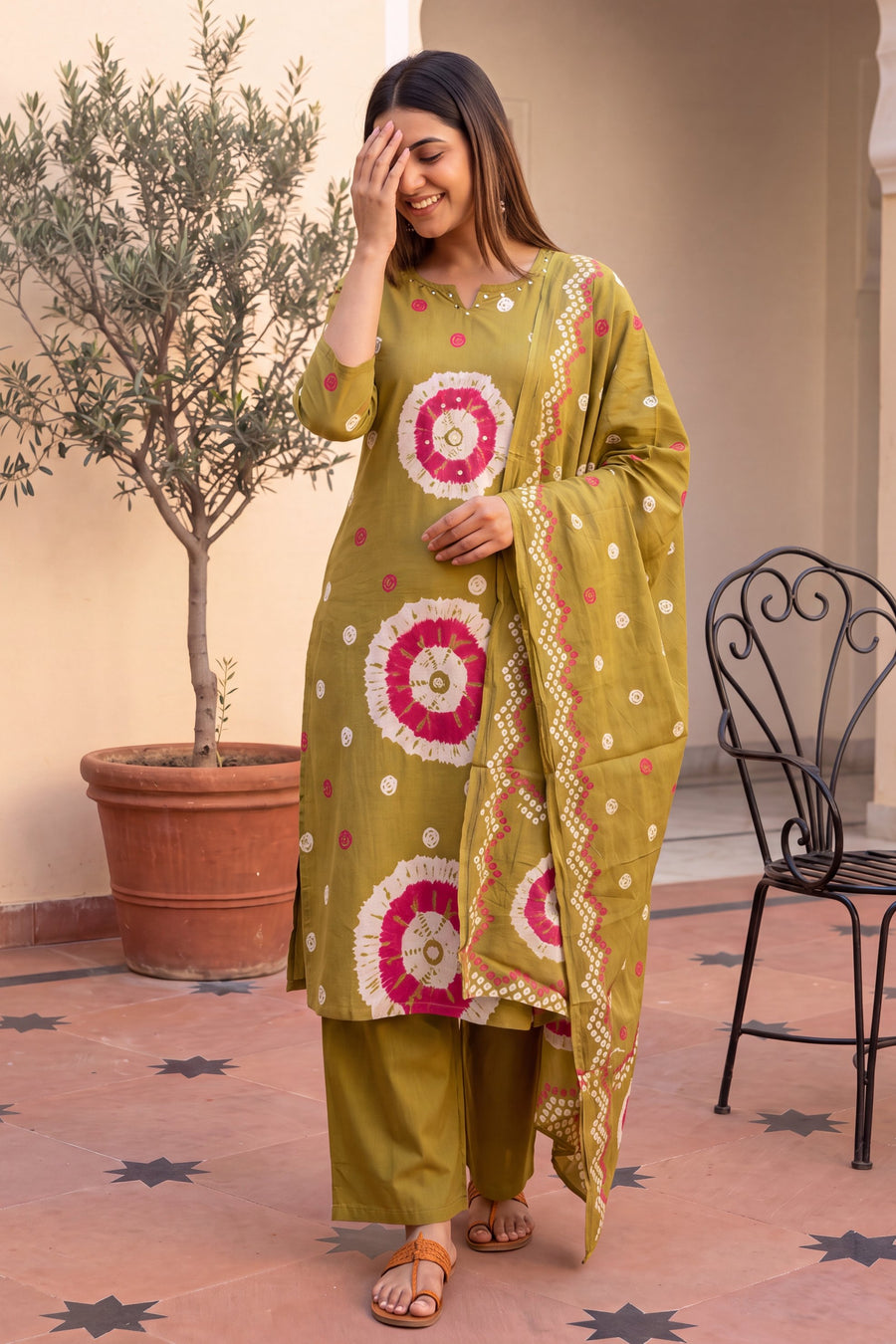 Jade Meadow Cotton Dupatta Set — image 2