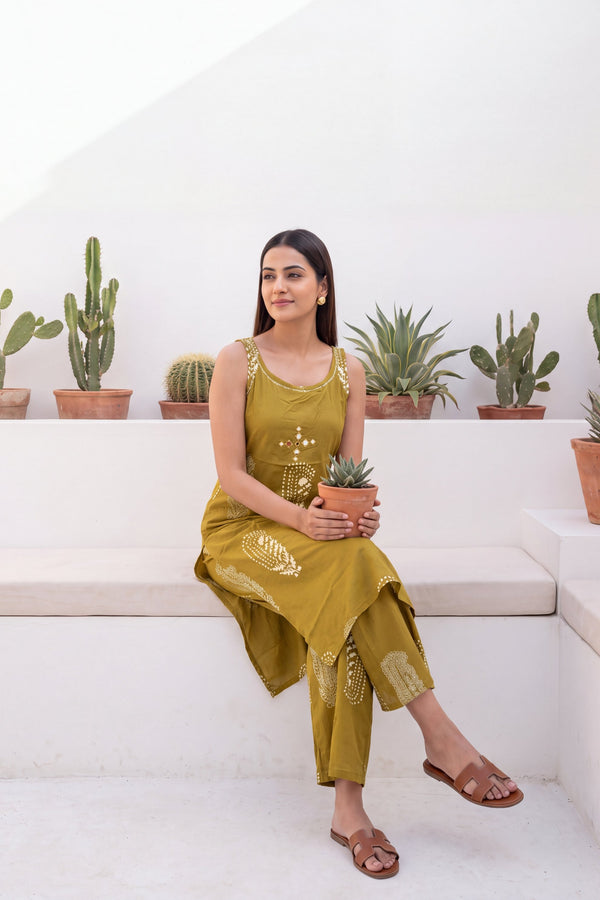 Turmeric Ease Sleeveless Cotton Co-ord Set