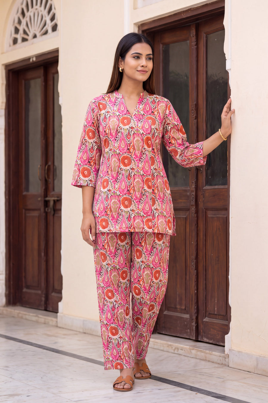 Peony Drift Angrakha Cotton Co-ord Set — image 3