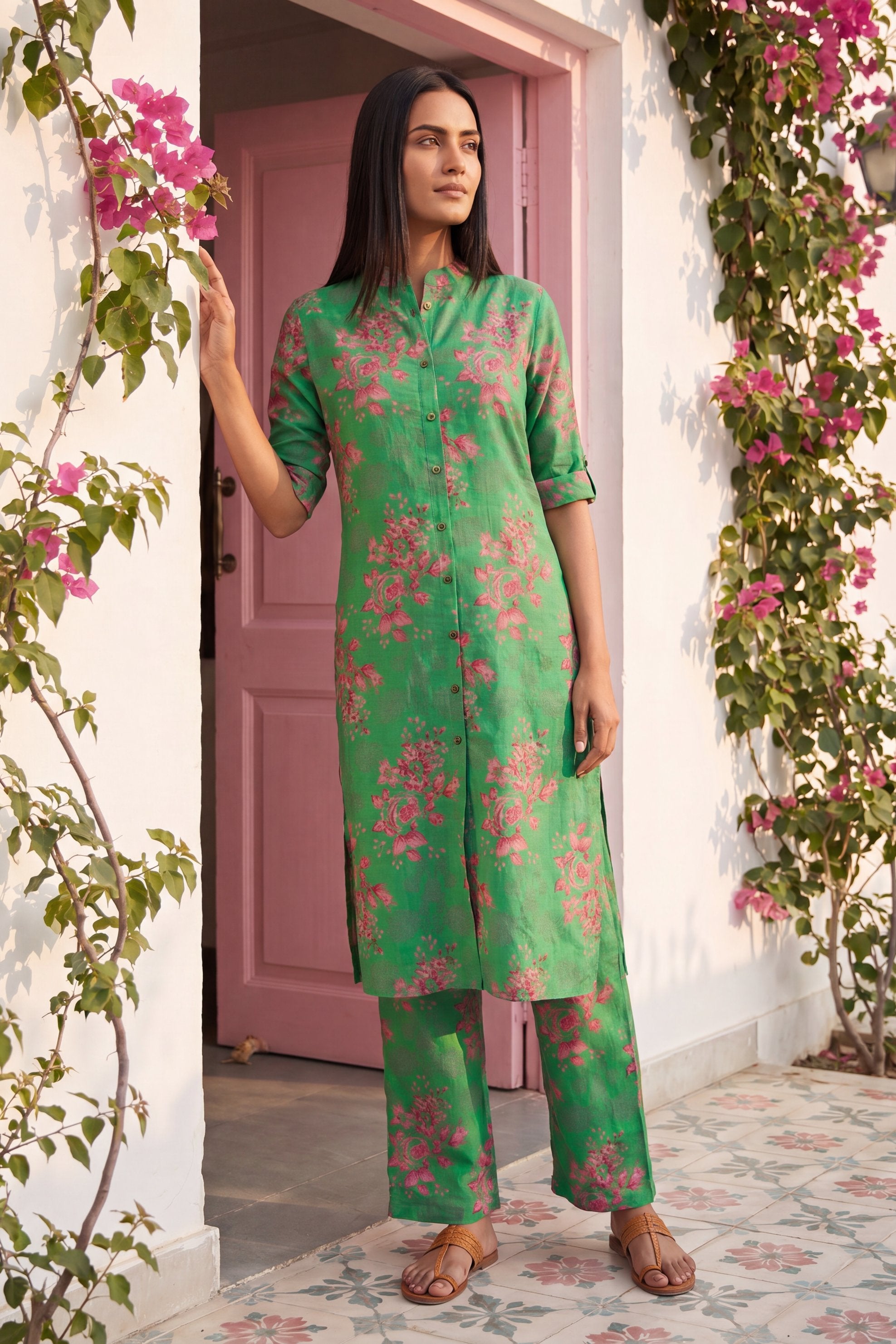 Boulevard Emerald Mandarin Cotton Co-ord Set