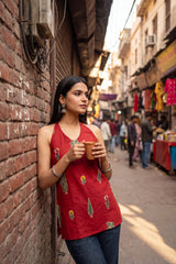 Burgundy Sonata Halter Cotton Top