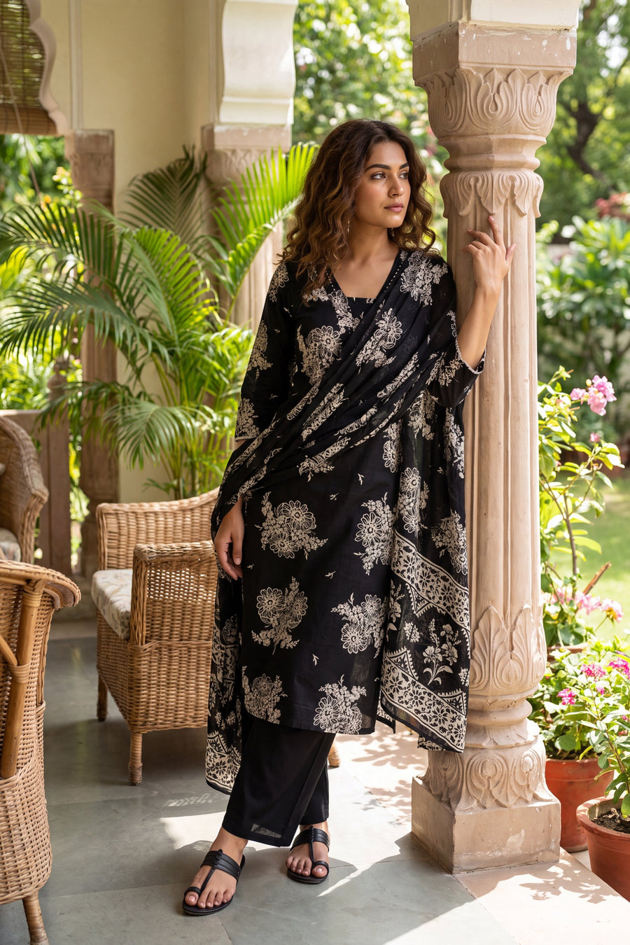 Pantheon Onyx Cotton Dupatta Set — image 2