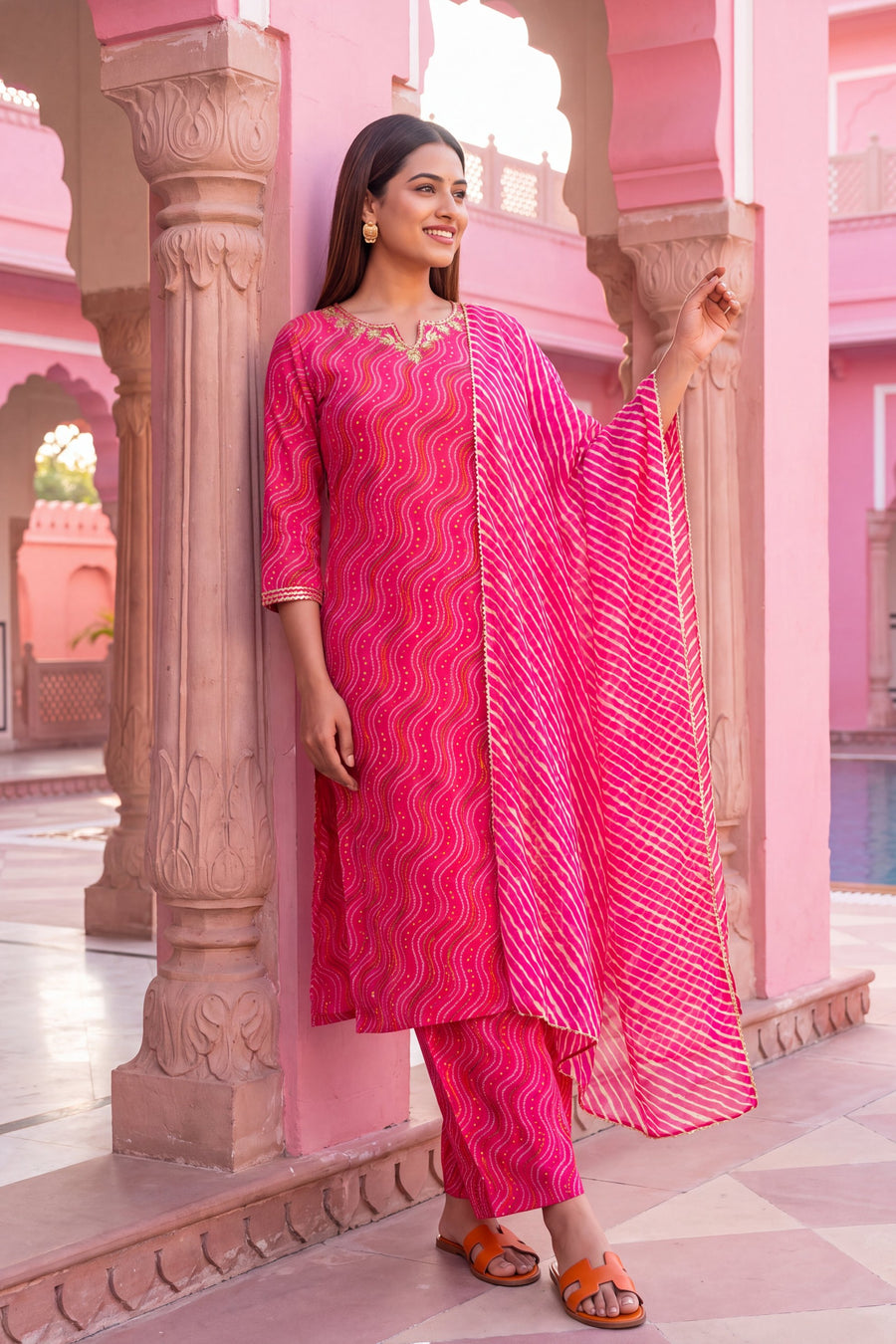 Peony Lantern Cotton Dupatta Set — image 3