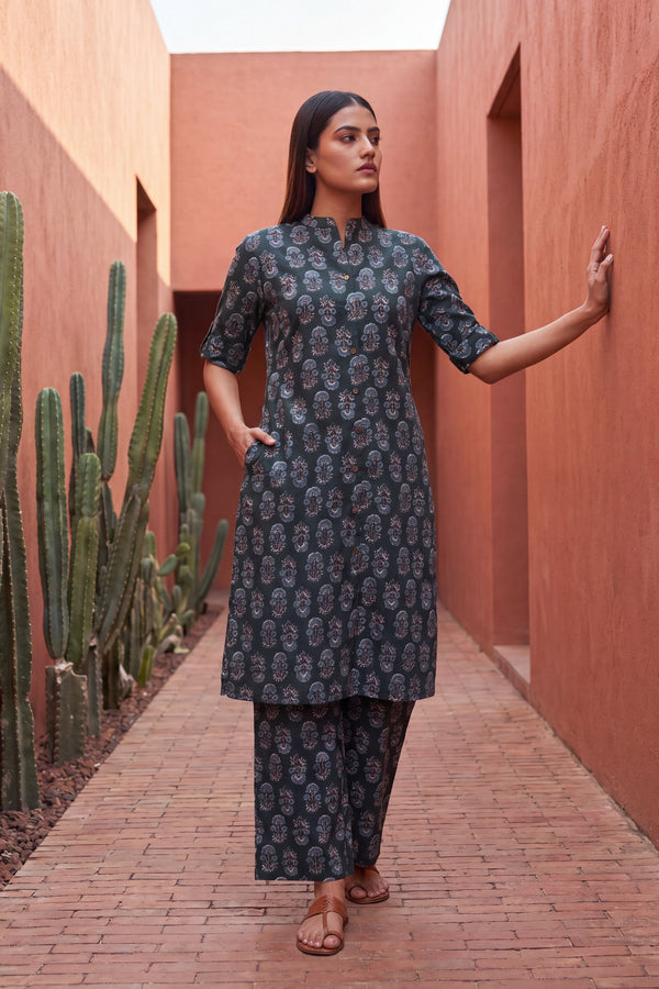 Sonata Sage Mandarin Cotton Co-ord Set