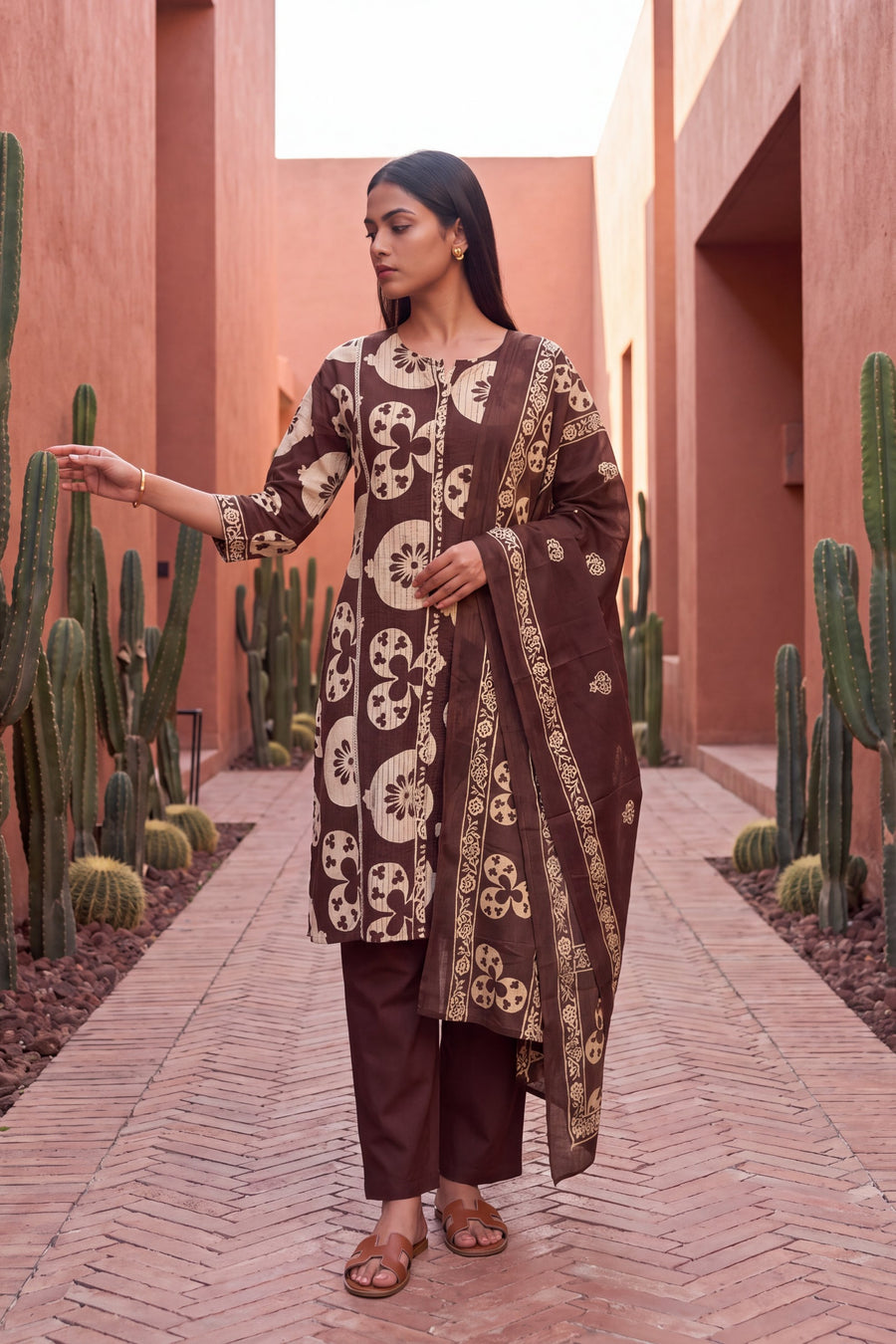 Cocoa Dune Cotton Dupatta Set — image 2