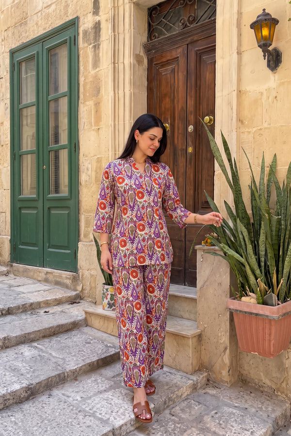 Amethyst Bloom Angrakha Cotton Co-ord Set