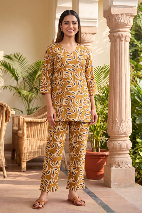 Sunbaked Trellis Yellow Cotton Co-ord Set