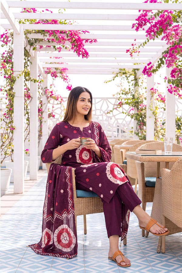 Violet Haven Cotton Dupatta Set