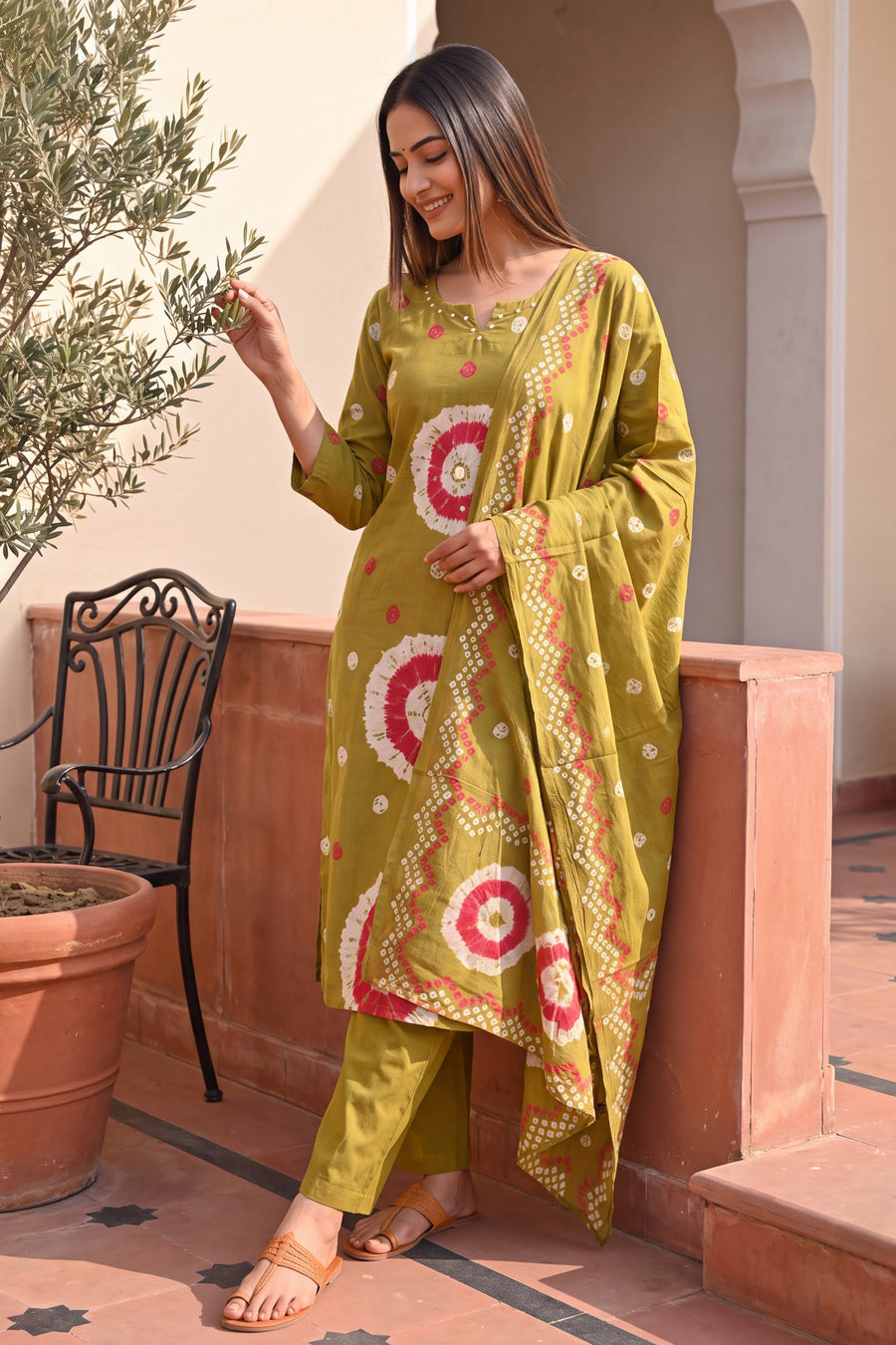 Jade Meadow Cotton Dupatta Set — image 3
