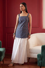 Boulevard Blue Square Neck Cotton Top