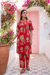 Cabernet Red Mandarin Cotton Co-ord Set