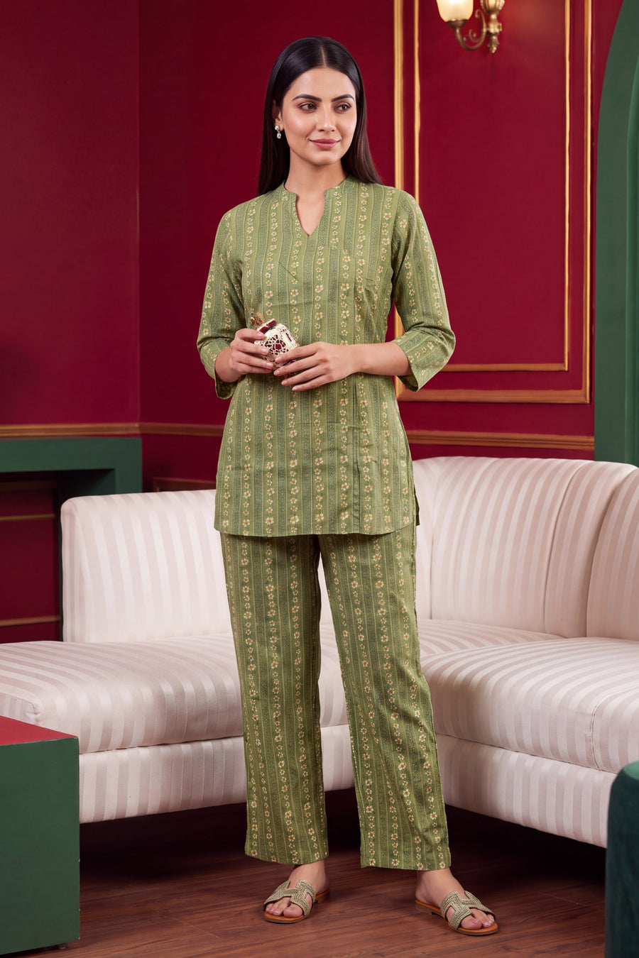 Fern Whisper Angrakha Cotton Co-ord Set — image 4