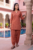Garnet Ripple Cotton Farshi Salwar Set