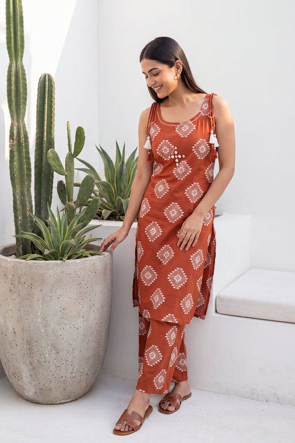 Cherrywood Ease Sleeveless Cotton Co-ord Set
