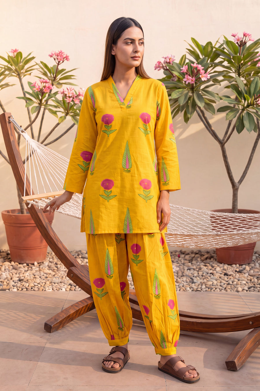 Marigold Glow Cotton Farshi Salwar Set — image 5