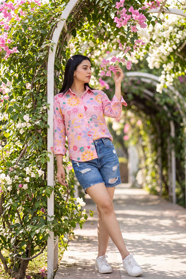 Flamingo Pink Cotton Shirt