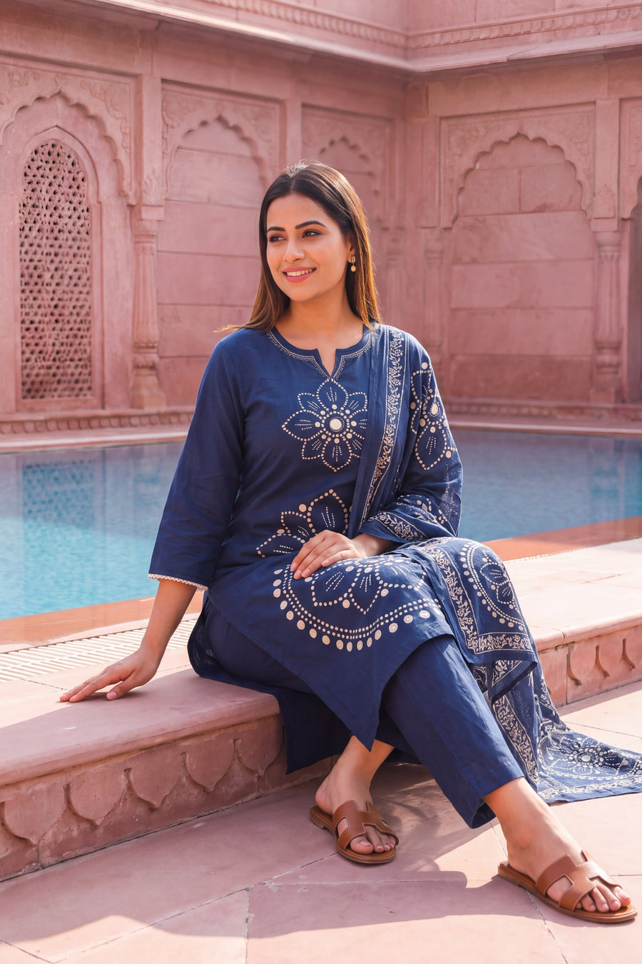 Sapphire Bloom Cotton Dupatta Set — image 2