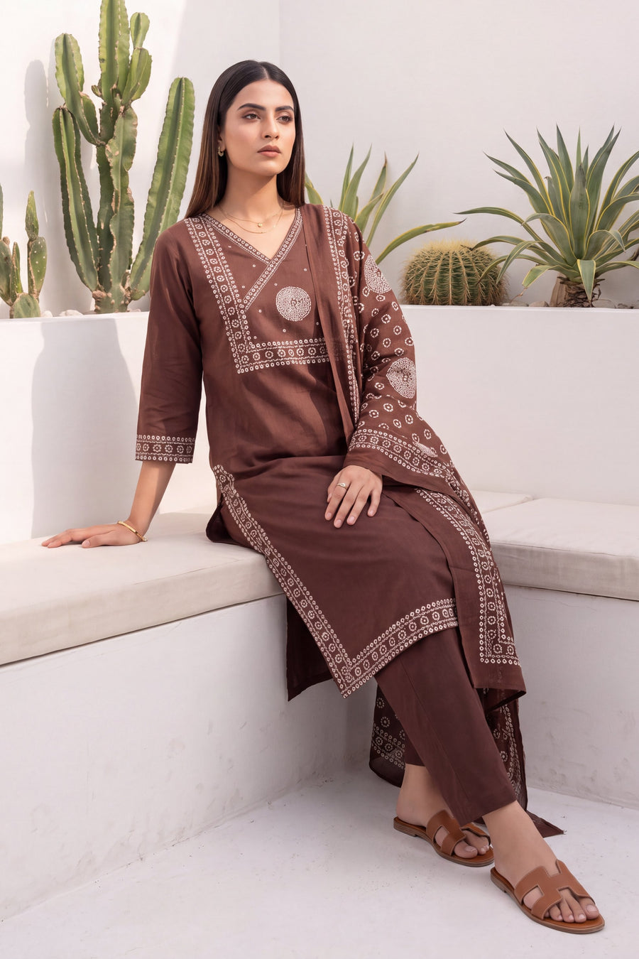 Toffee Ridge Cotton Dupatta Set — image 2