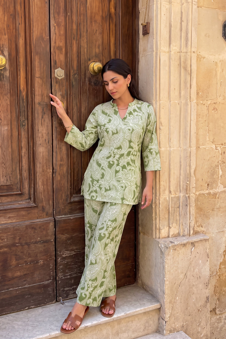 Sage Trellis Angrakha Cotton Co-ord Set — image 5