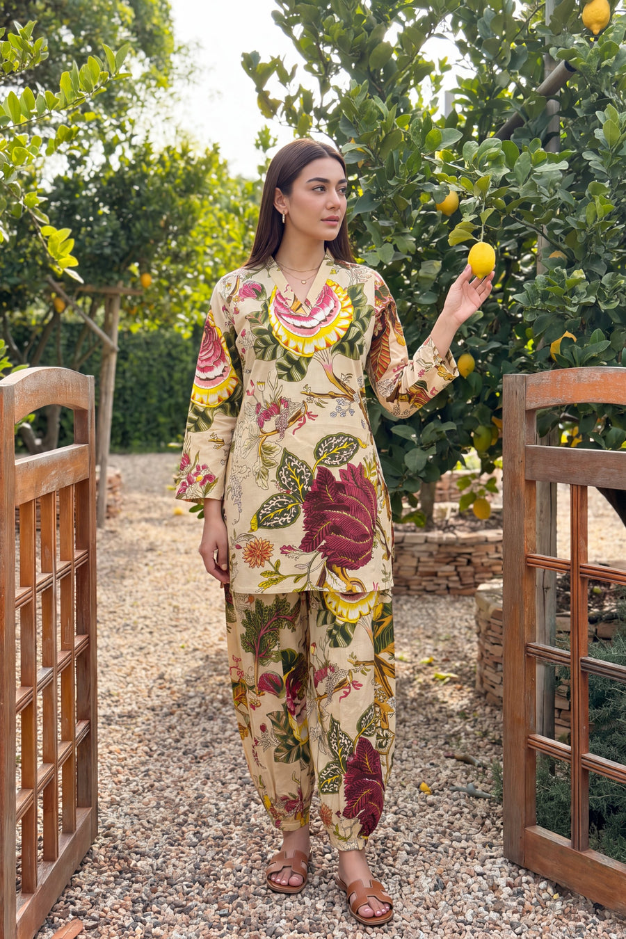 Ivory Bloom Cotton Farshi Salwar Set — image 3