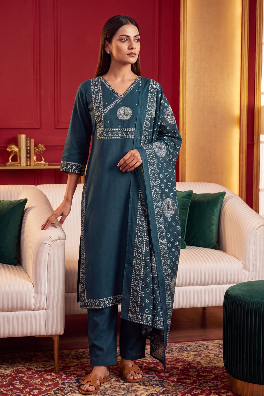 Denim Drift Cotton Dupatta Set — image 2