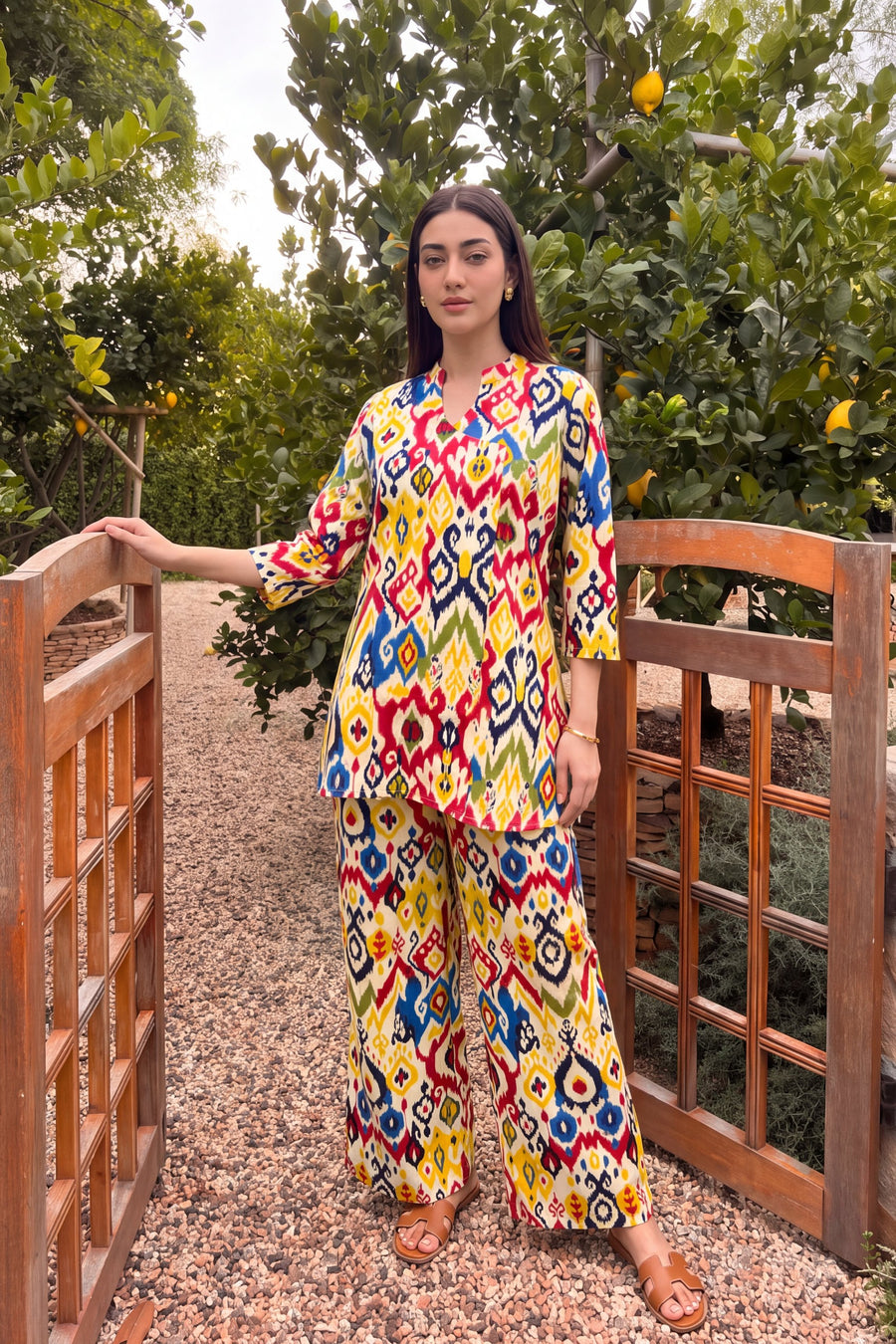 Festive Ikat Angrakha Cotton Co-ord Set — image 5
