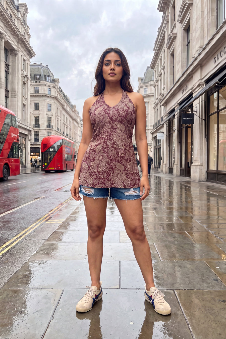 Merlot Whisper Halter Cotton Top — image 4