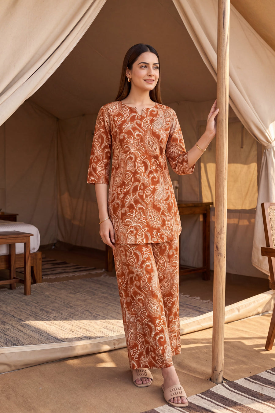 Copper Paisley Cotton Co-ord Set — image 3