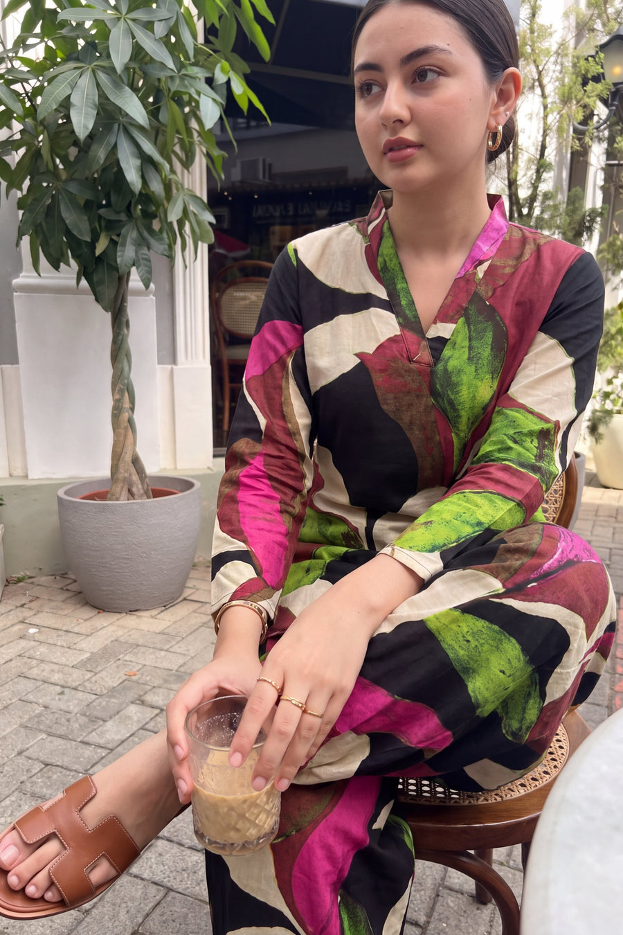Magenta Foliage Cotton Farshi Salwar Set — image 5