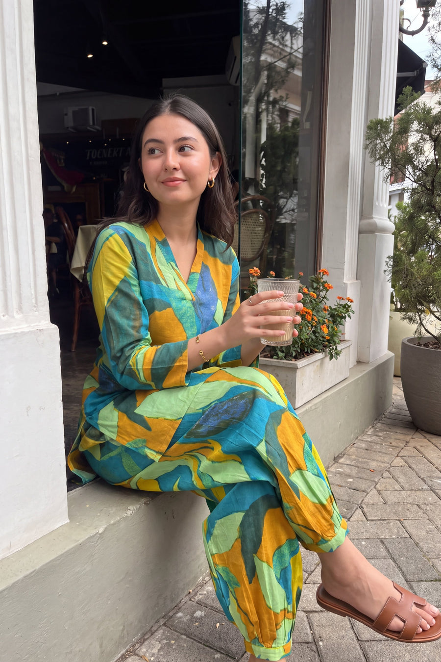 Teal Palm Cotton Farshi Salwar Set — image 5