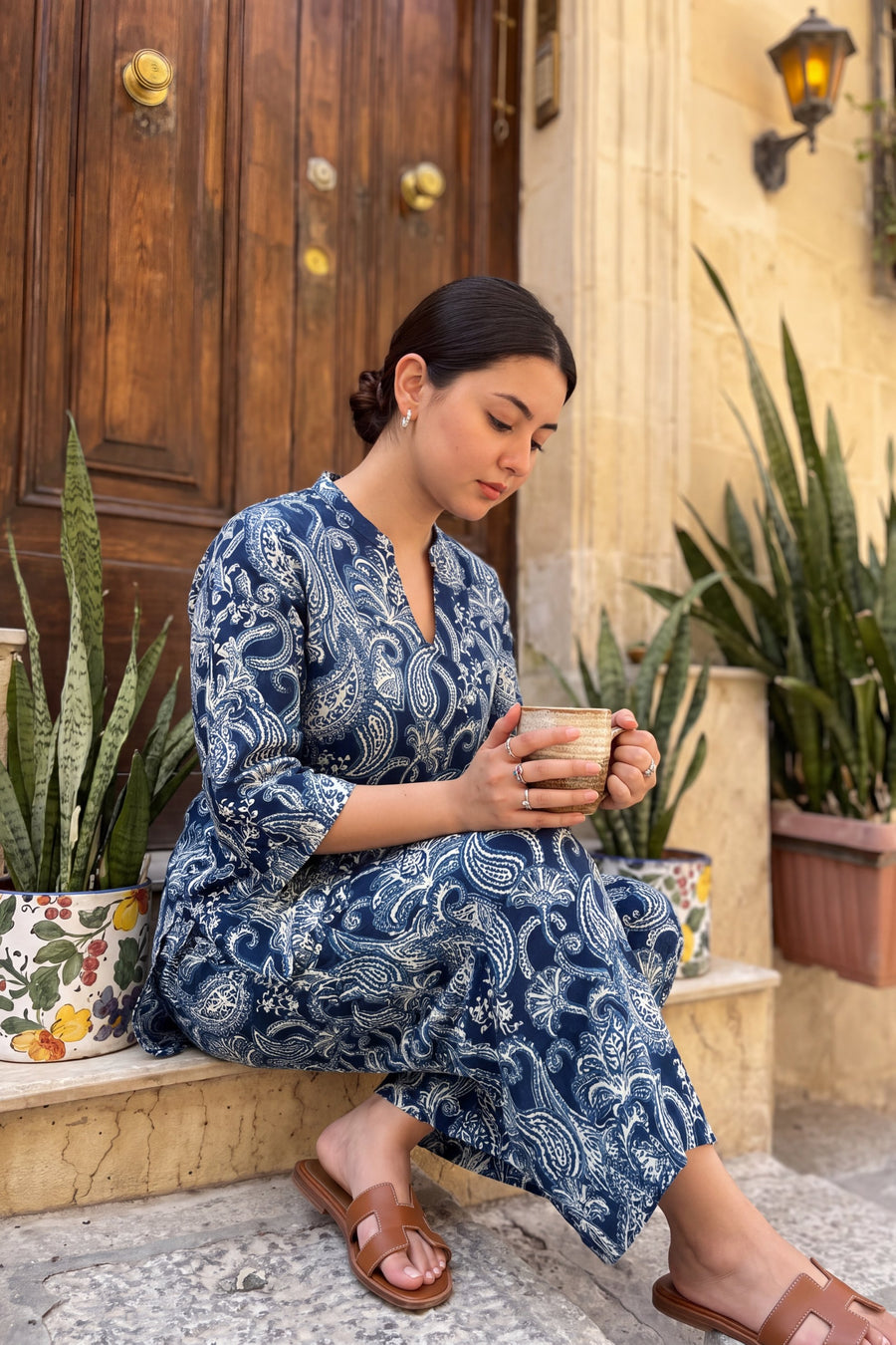 Nightfall Bloom Angrakha Cotton Co-ord Set — image 5