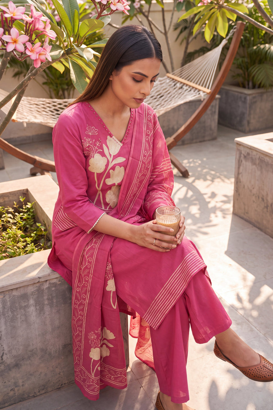 Rose Quartz Cotton Dupatta Set — image 3