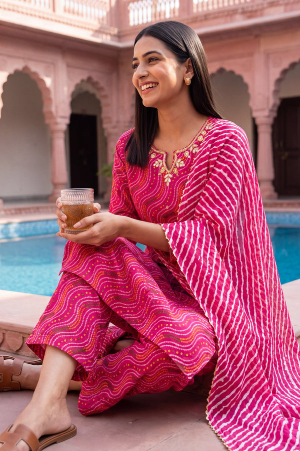 Peony Lantern Cotton Dupatta Set