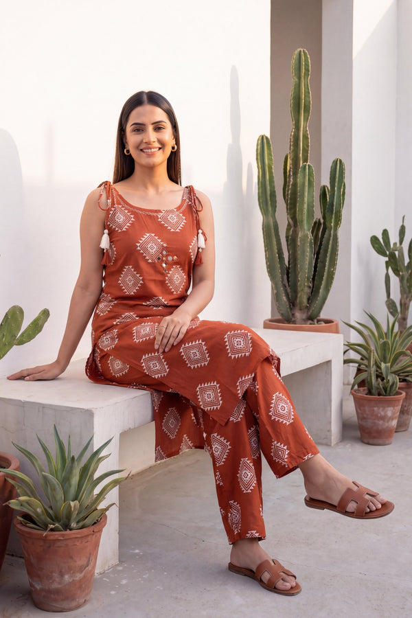 Cherrywood Ease Sleeveless Cotton Co-ord Set