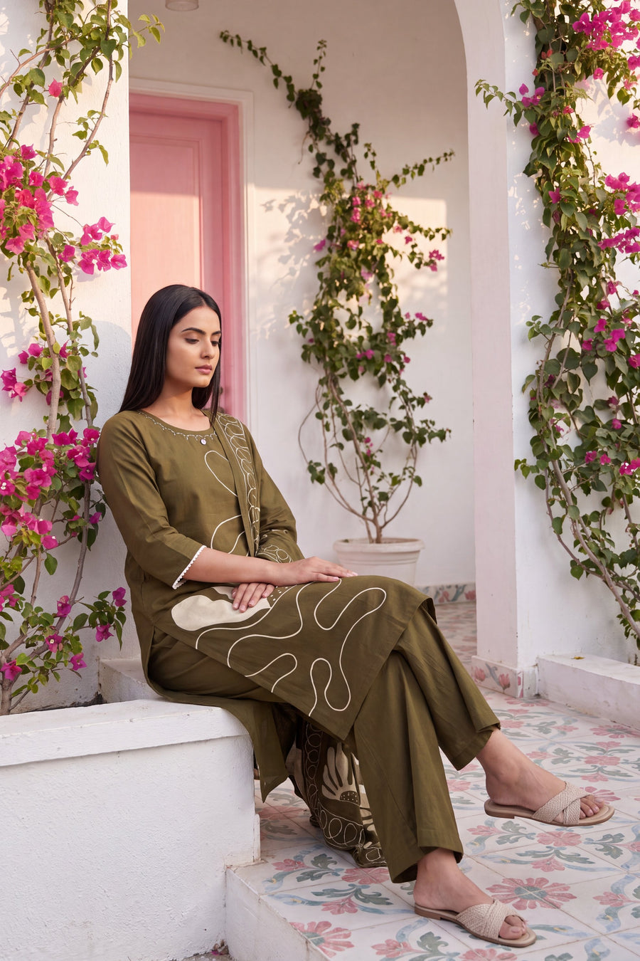 Olive Grove Cotton Dupatta Set — image 4