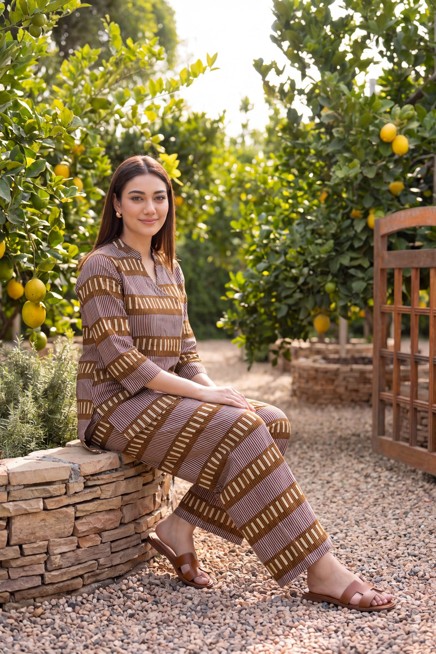 Olive Trellis Angrakha Cotton Co-ord Set — image 4
