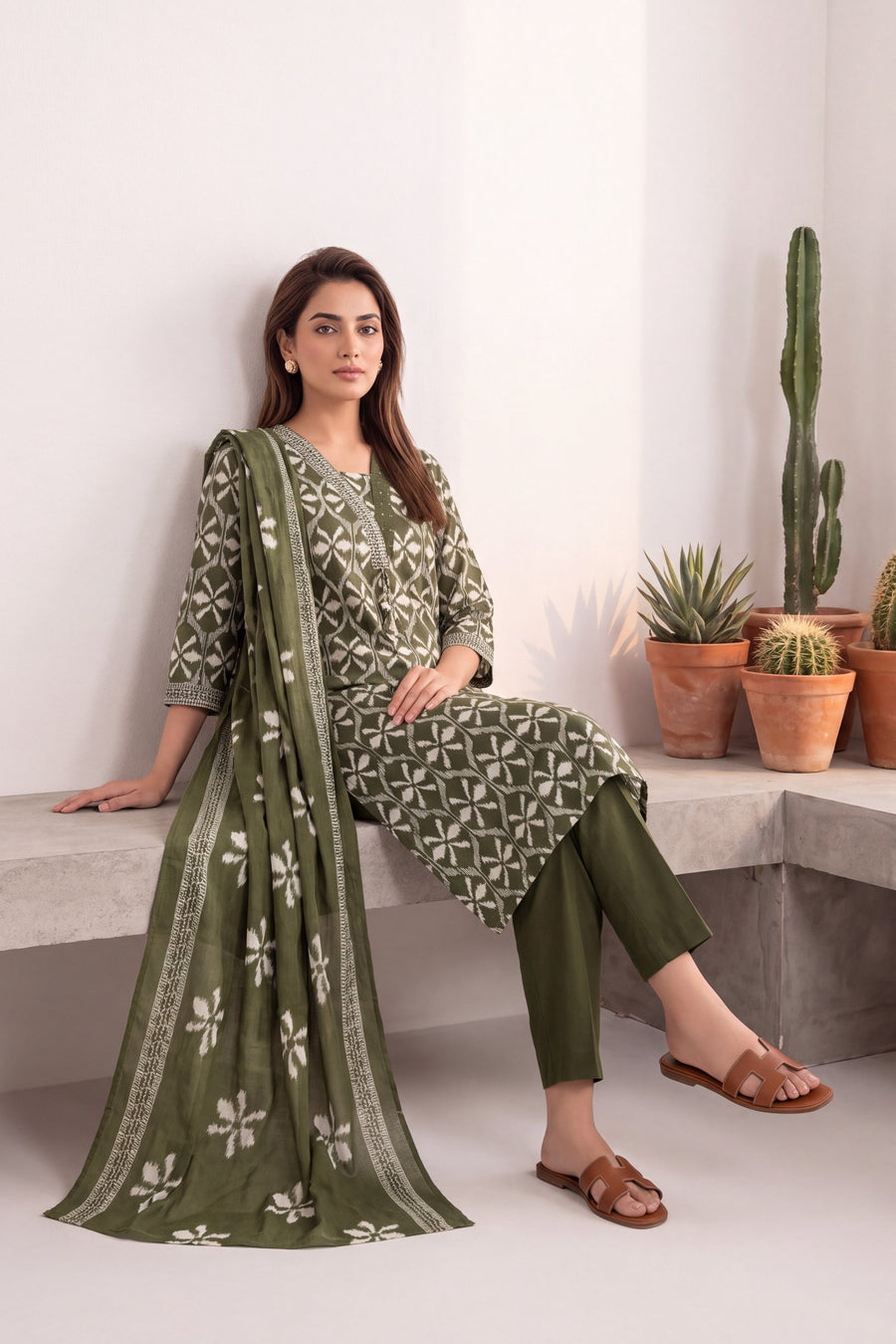 Clover Dell Cotton Dupatta Set — image 3