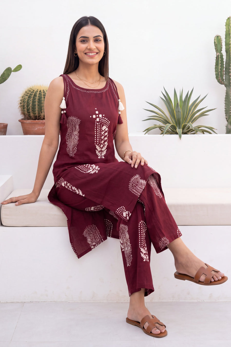 Merlot Ease Sleeveless Cotton Co-ord Set — image 6
